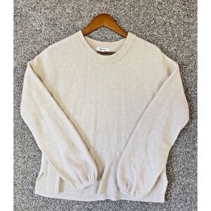 Madewell Sweater Womens Small Beige Alpaca Wool Blend Balloon Sleeve Crewneck